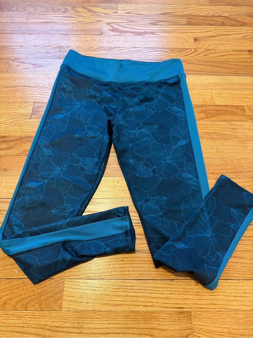 Kids Teal Floral Active Leggings